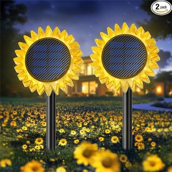 Solar Garden Lights - Upgraded Solar Sunflower Light, Ground/Wall 2 In 1 - Picture 7 of 7